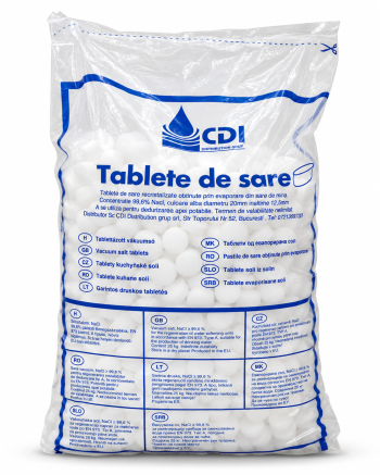 Tablete de sare recristalizata pt dedurizare Vacuum in sac 25kg